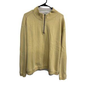 Tommy Bahama Quarter Zip Reversible Pullover Sweater Yellow Cozy Relaxed